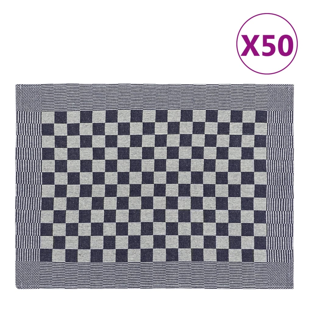 vidaXL 50 db kék és fehér pamut konyhai törölköző 50 x 70 cm