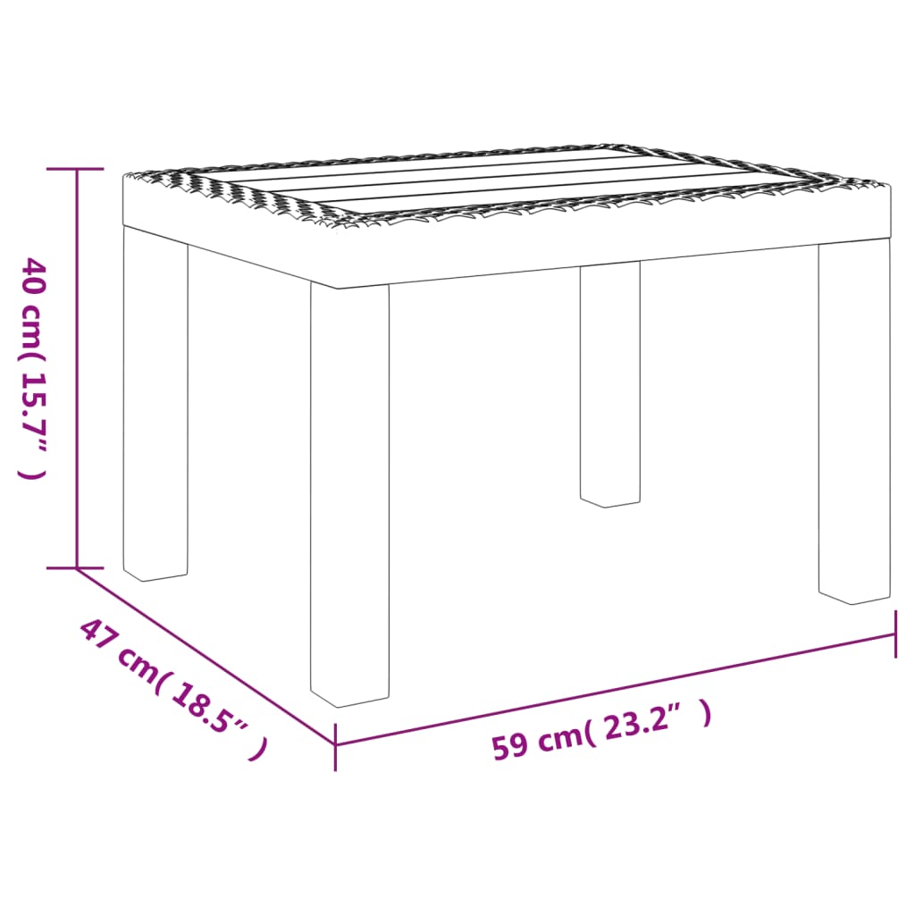 vidaXL fehér PP kerti asztal 59 x 47 x 40 cm