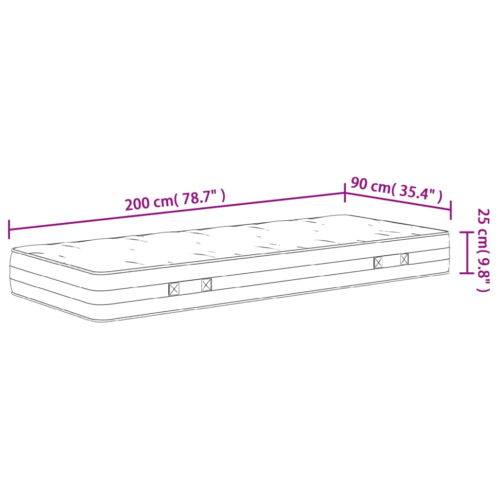 vidaXL közepes keménységű zsebrugós matrac 90 x 200 cm