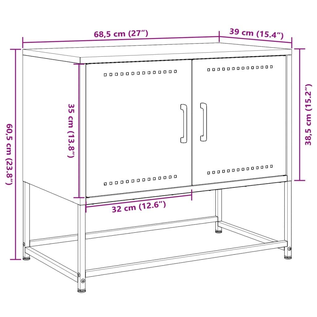 vidaXL antracitszürke acél TV-szekrény 68,5x39x60,5 cm