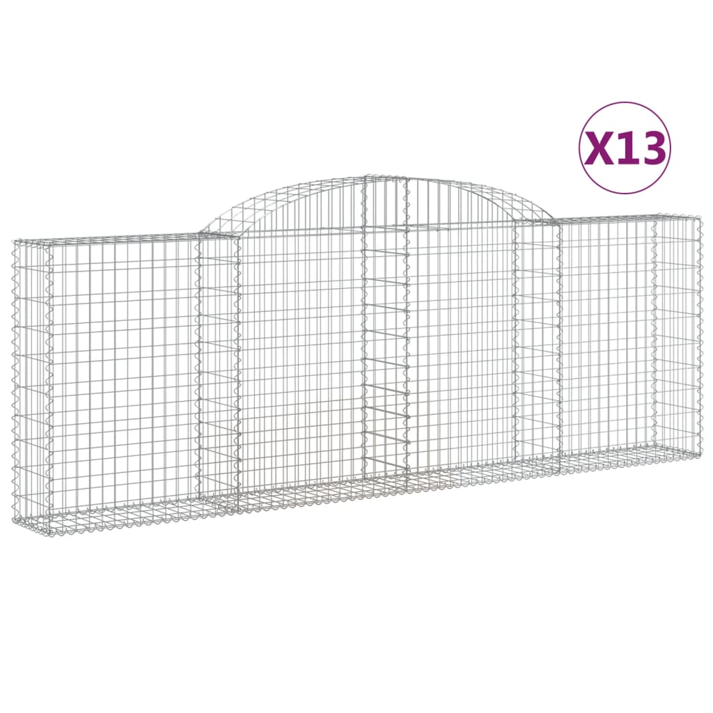 vidaXL 13 db íves horganyzott vas gabion kosár 300 x 30 x 100/120 cm