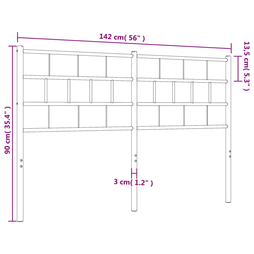 vidaXL fehér fém fejtámla 135 cm