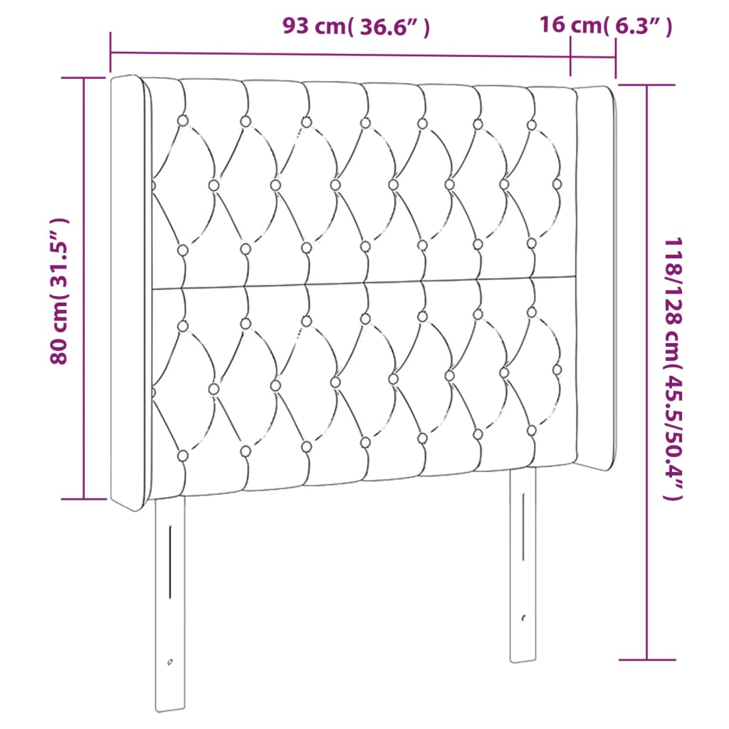 vidaXL világosszürke szövet LED-es fejtámla 93x16x118/128 cm