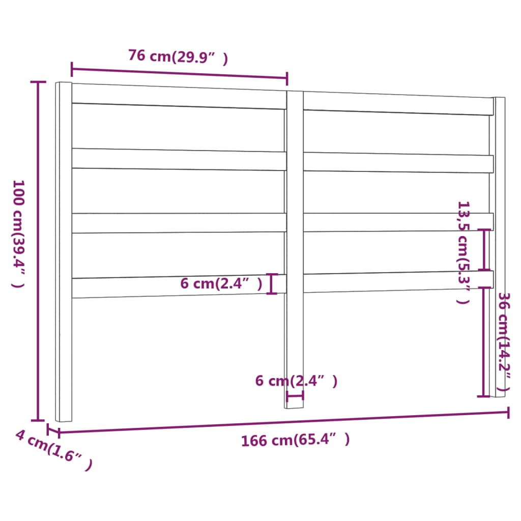 vidaXL mézbarna tömör fenyőfa ágyfejtámla 166 x 4 x 100 cm