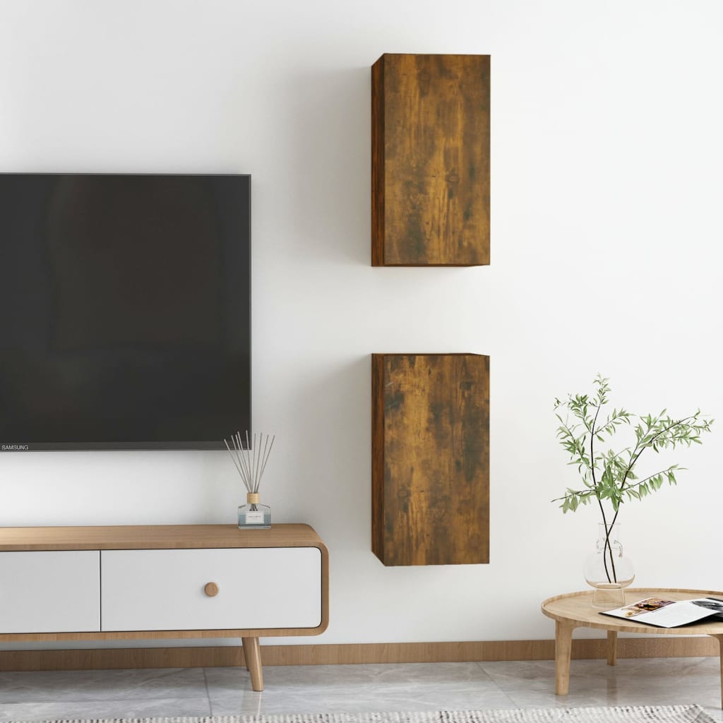 vidaXL 2 db füstös tölgyszínű szerelt fa TV-szekrény 30,5 x 30 x 60 cm