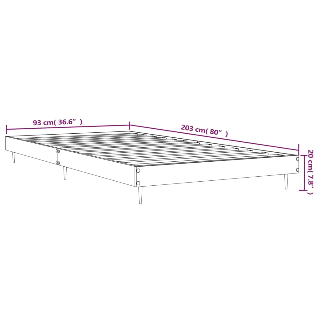 vidaXL füstös tölgy színű szerelt fa ágykeret matrac nélkül 90x200 cm