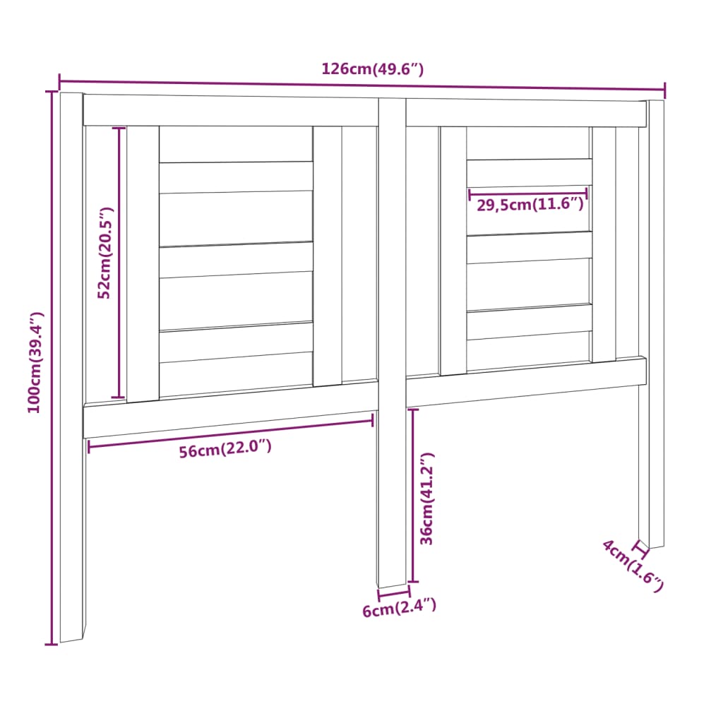 vidaXL mézbarna tömör fenyőfa ágyfejtámla 126 x 4 x 100 cm