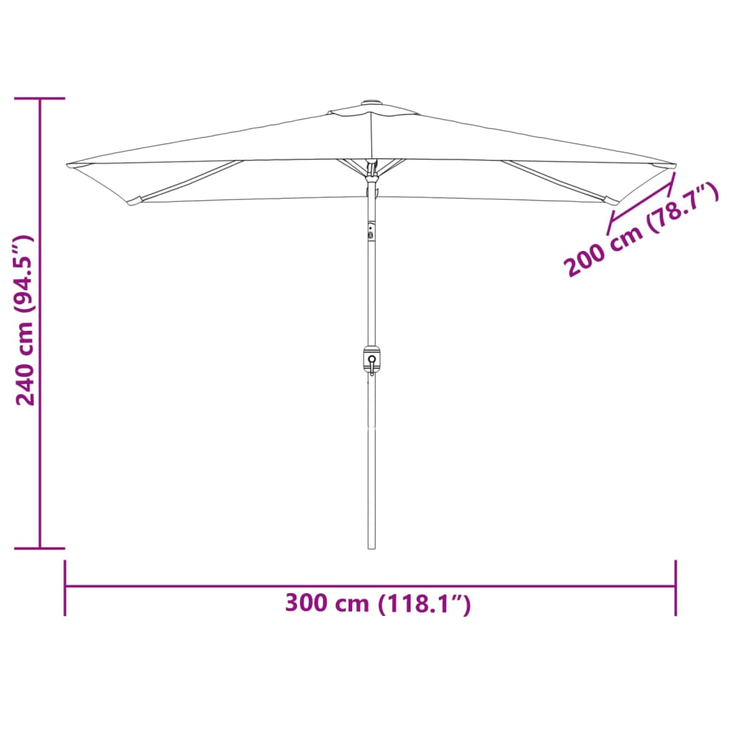 vidaXL terrakotta kültéri napernyő fémrúddal 300 x 200 cm