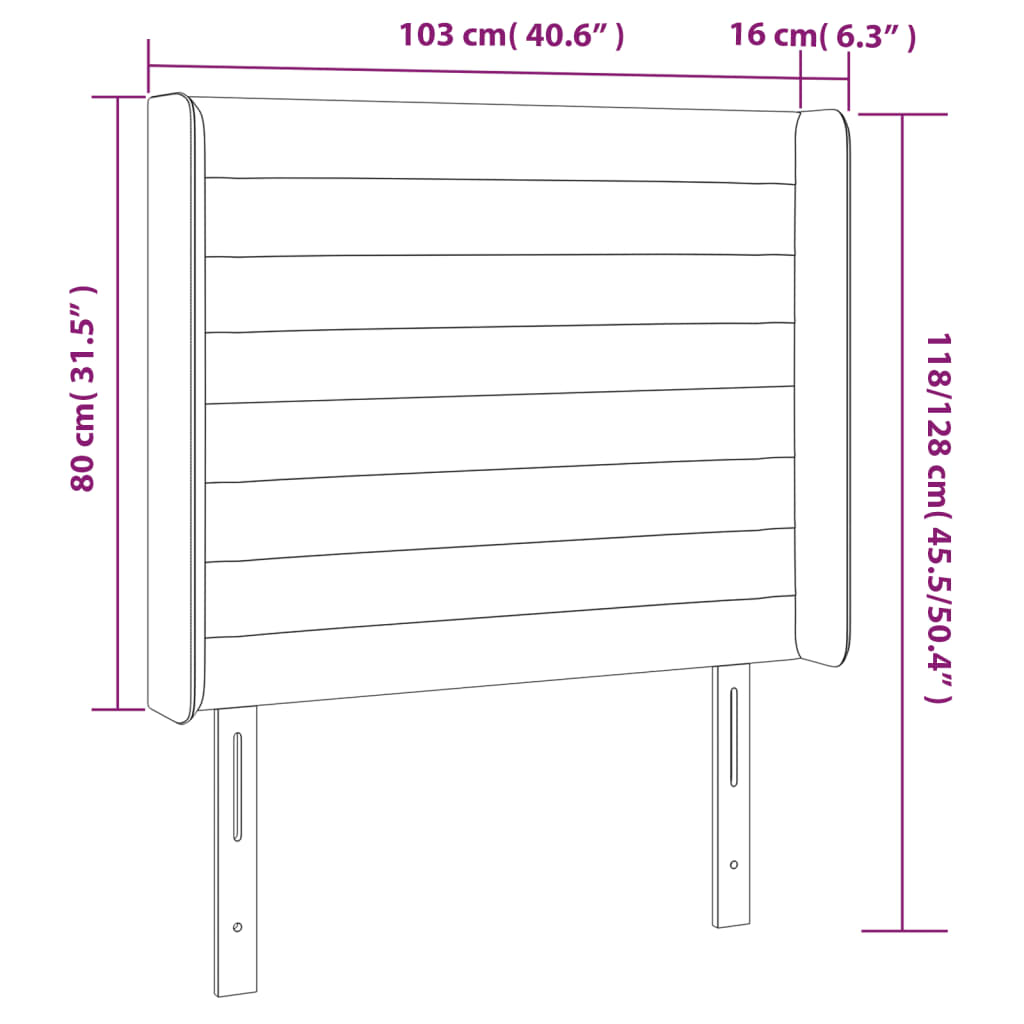 vidaXL sötétszürke bársony LED-es fejtámla 103x16x118/128 cm