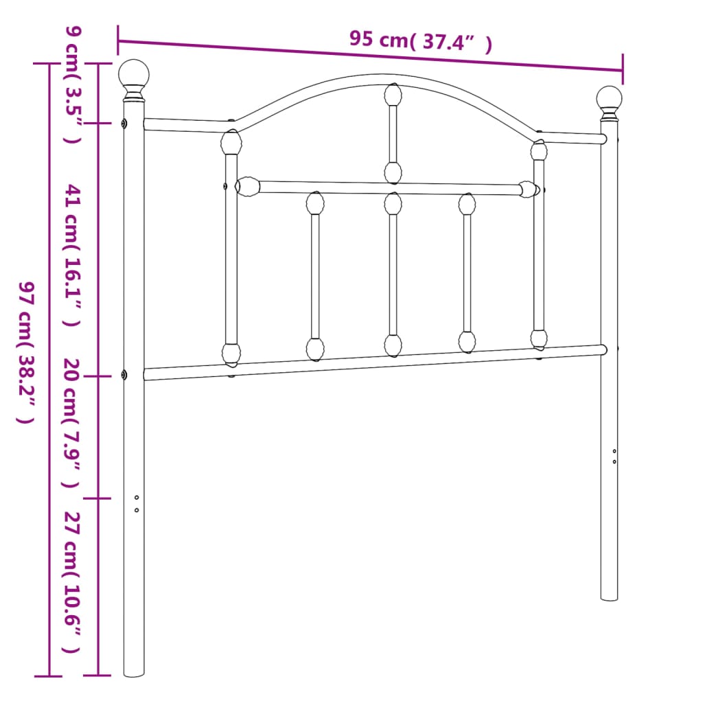 vidaXL fehér fém fejtámla 90 cm