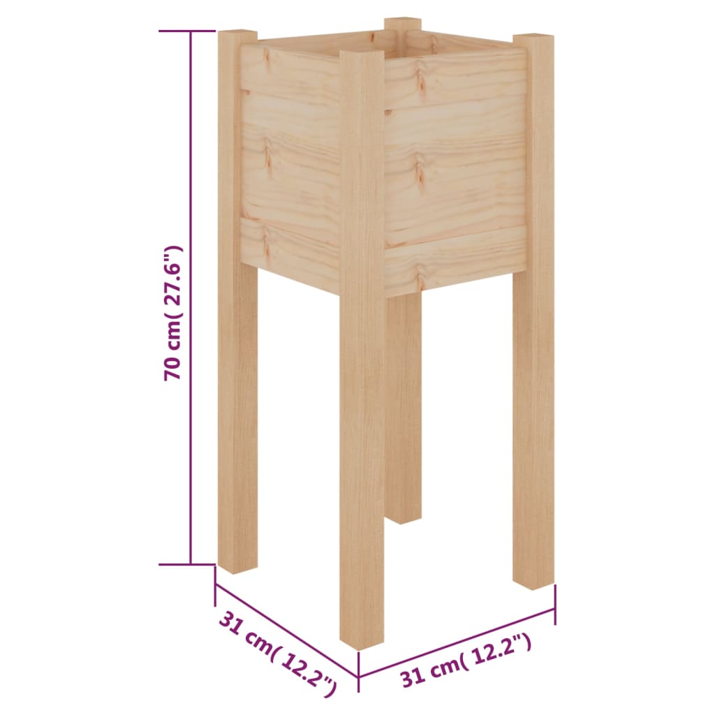 vidaXL 2 db tömör fenyőfa kerti virágtartó 31 x 31 x 70 cm