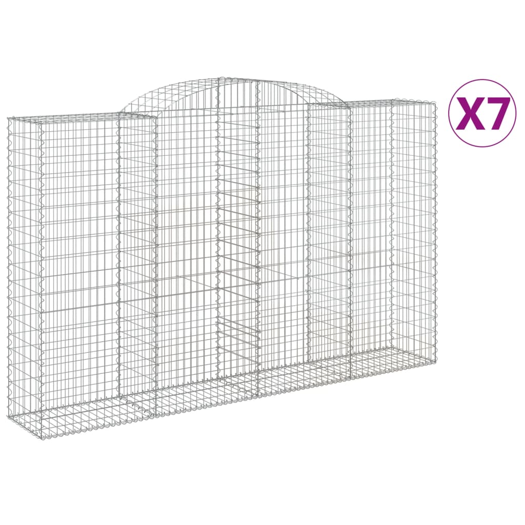 vidaXL 7 db íves horganyzott vas gabion kosár 300x50x180/200 cm