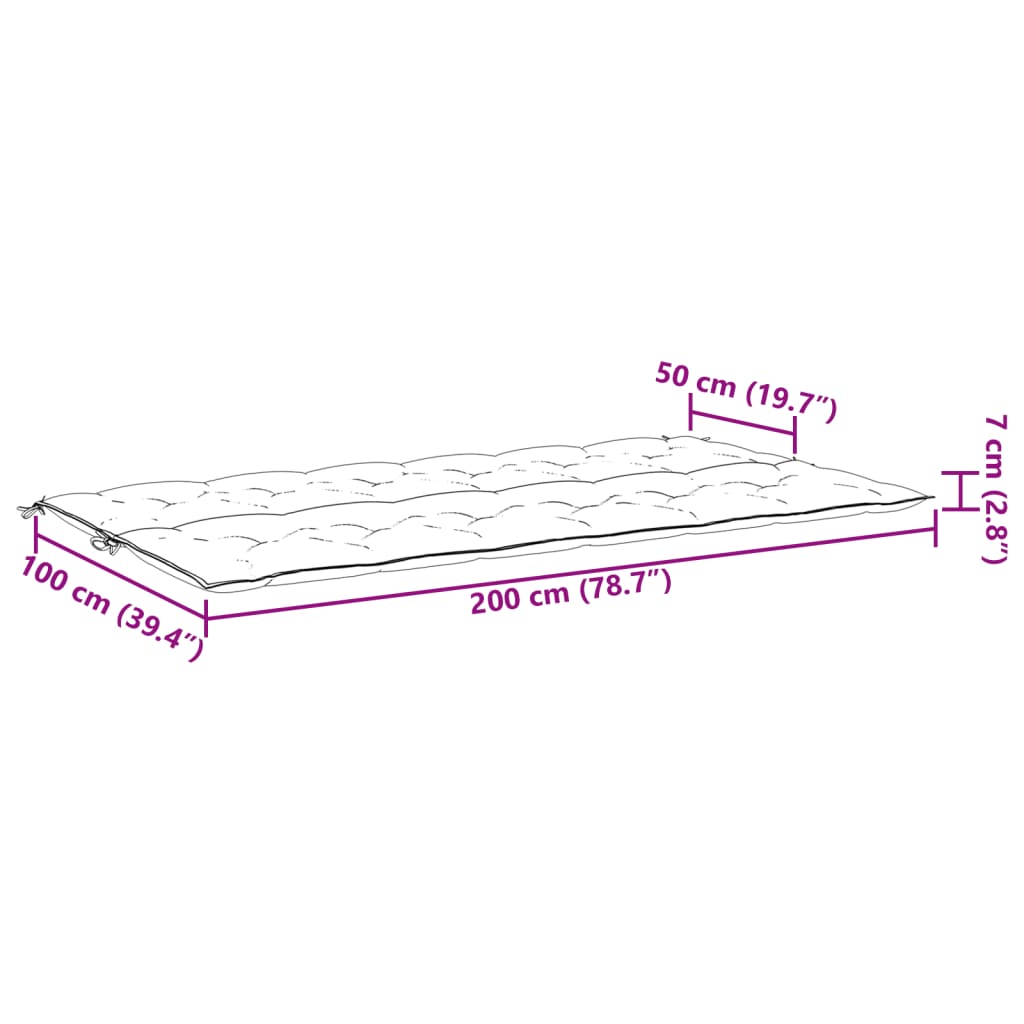 vidaXL zöld oxford szövet kerti pad párna 200 x (50+50) x 7 cm