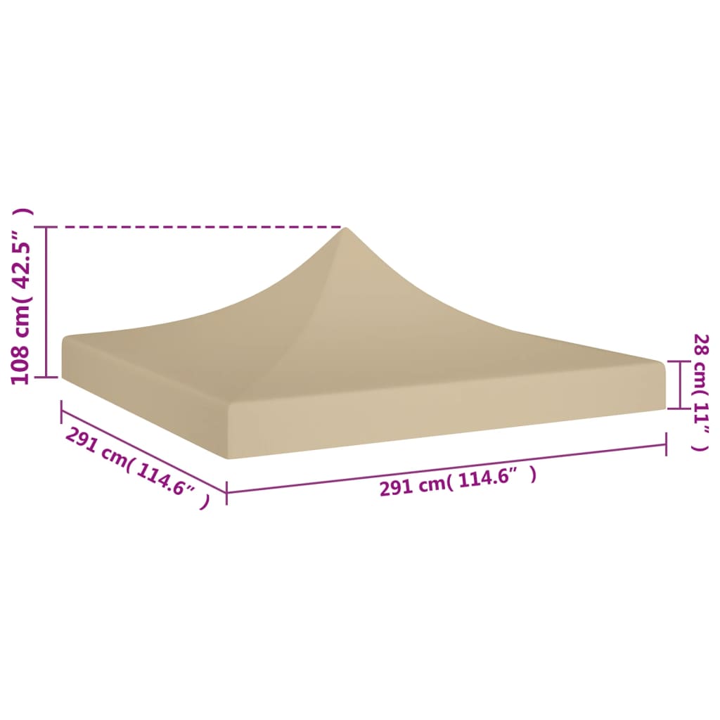 vidaXL bézs tető partisátorhoz 3 x 3 m 270 g/m²