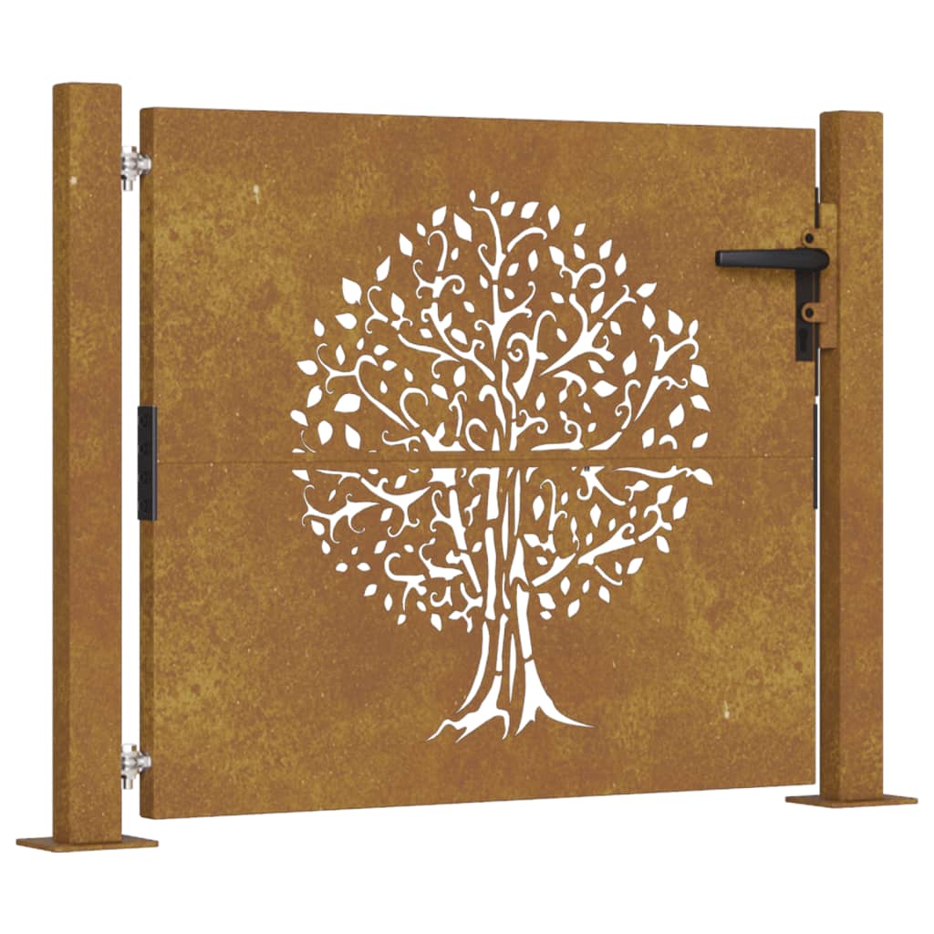 vidaXL rozsdaszínű famintás corten acél kerti kapu 105 x 105 cm