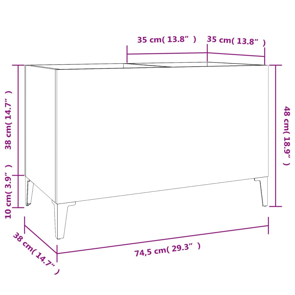 vidaXL fekete szerelt fa hanglemezszekrény 74,5x38x48 cm