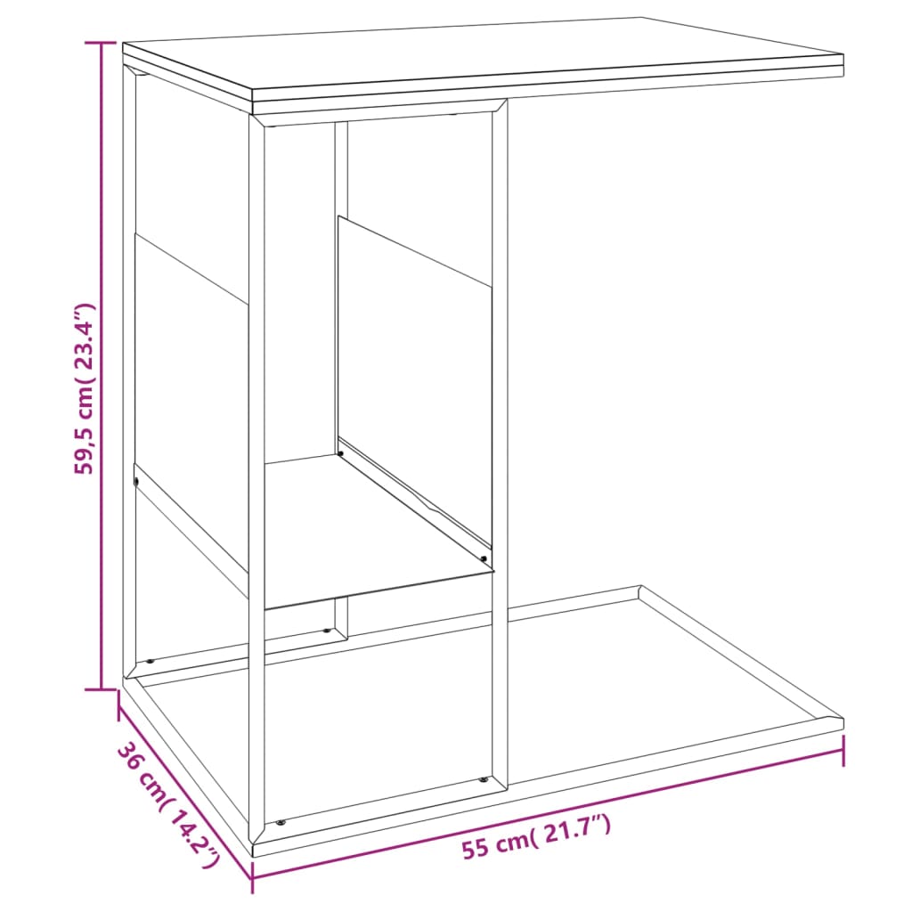 vidaXL fekete szerelt fa kisasztal 55x36x59,5 cm