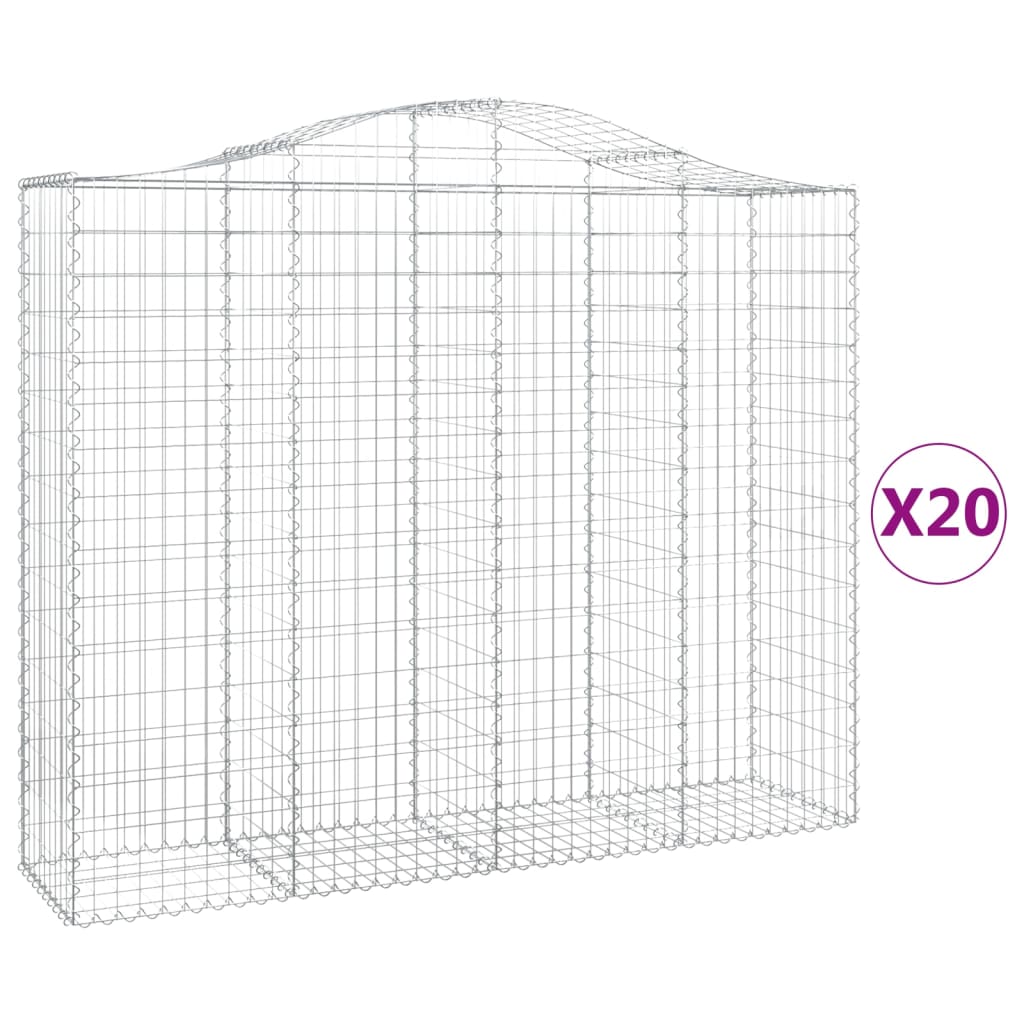 vidaXL 20 db íves horganyzott vas gabion kosár 200x50x160/180 cm