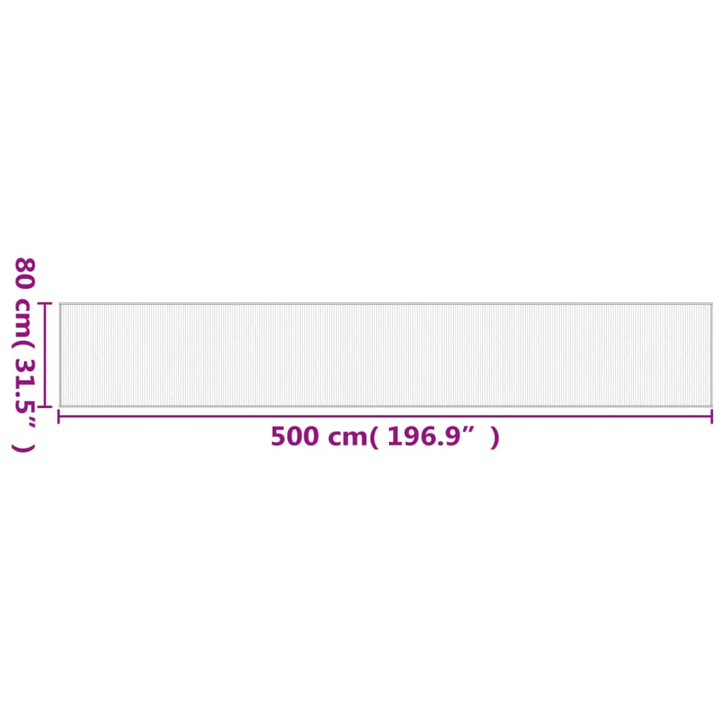 vidaXL négyszögletű fekete bambusz szőnyeg 80 x 500 cm