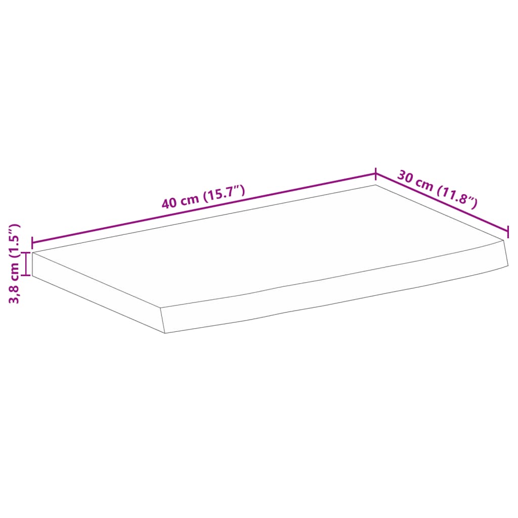 vidaXL tömör mangófa asztallap természetes éllel 40 x 30 x 3,8 cm