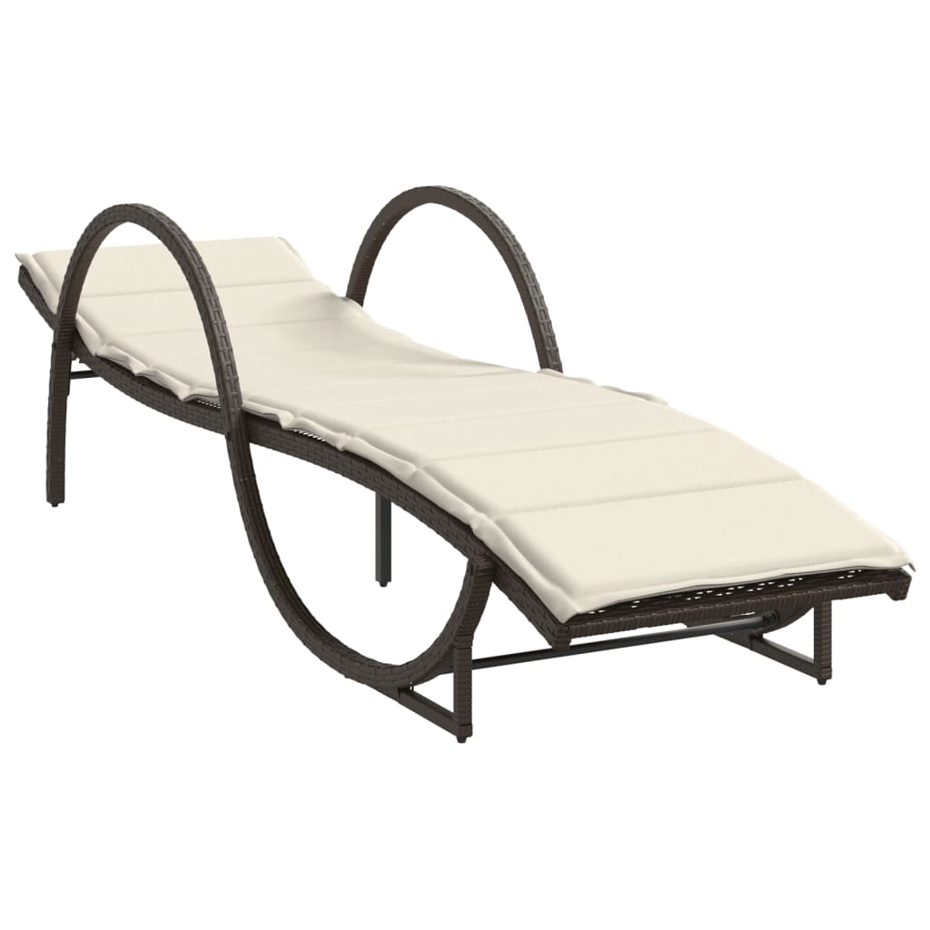 vidaXL barna polyrattan napozóágy párnával 60 x 199 x 42 cm