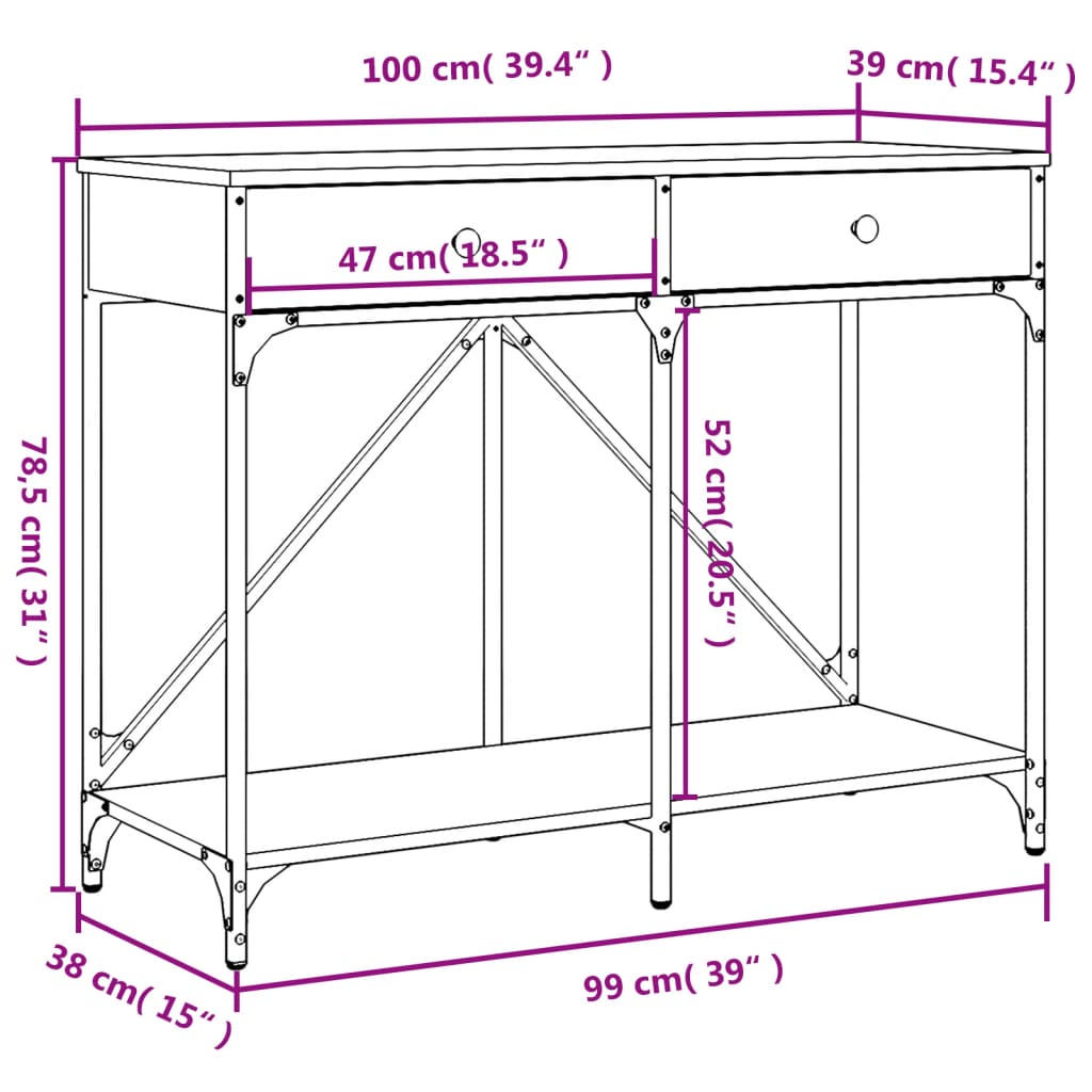 vidaXL füstös tölgy színű szerelt fa tálalóasztal 100 x 39 x 78,5 cm