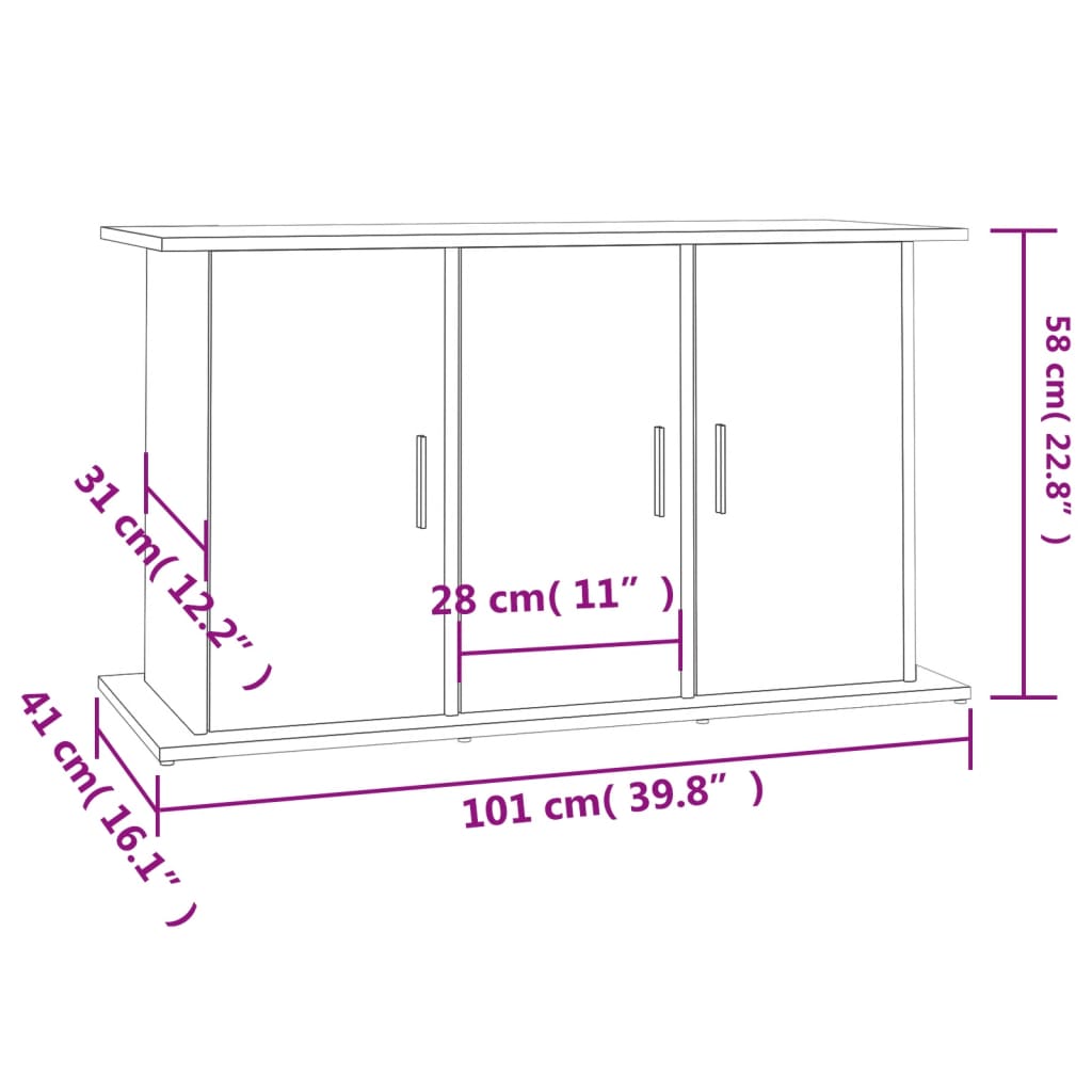 vidaXL fekete szerelt fa akváriumi állvány 101x41x58 cm