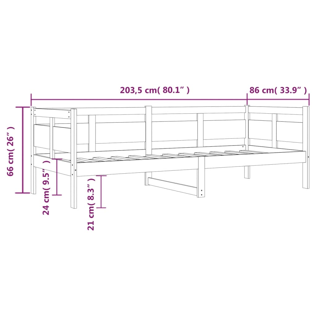 vidaXL mézbarna tömör fenyőfa kanapéágy 80x200 cm