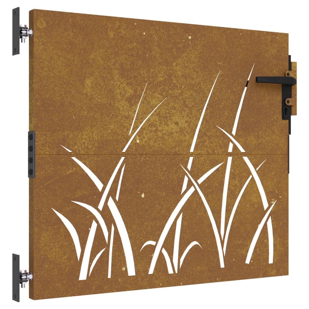 vidaXL fűmintás corten acél kerti kapu 85 x 100 cm