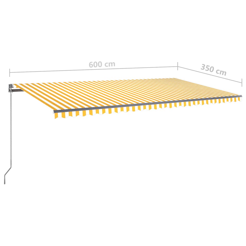 vidaXL sárga-fehér szélérzékelős és LED-es napellenző 600 x 350 cm