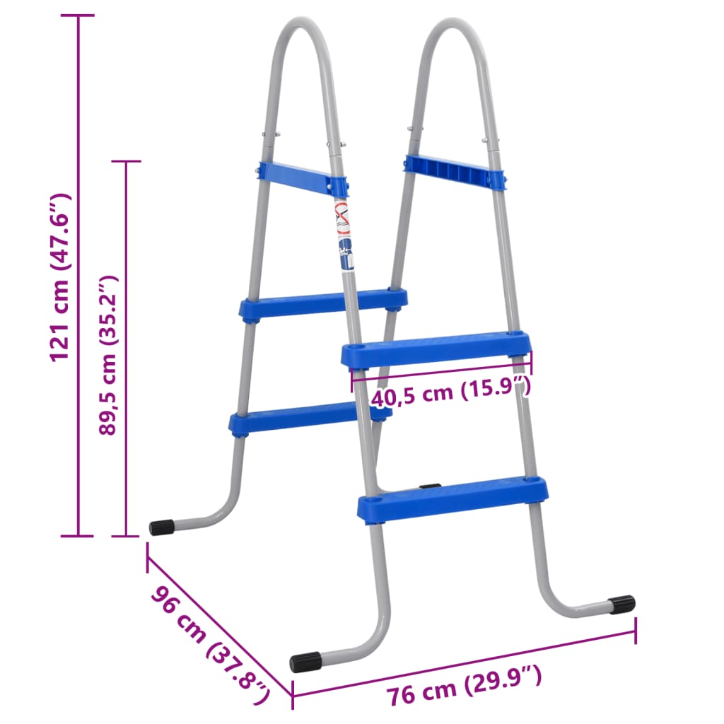 vidaXL acél és műanyag medencelétra talaj feletti medencéhez 84 cm