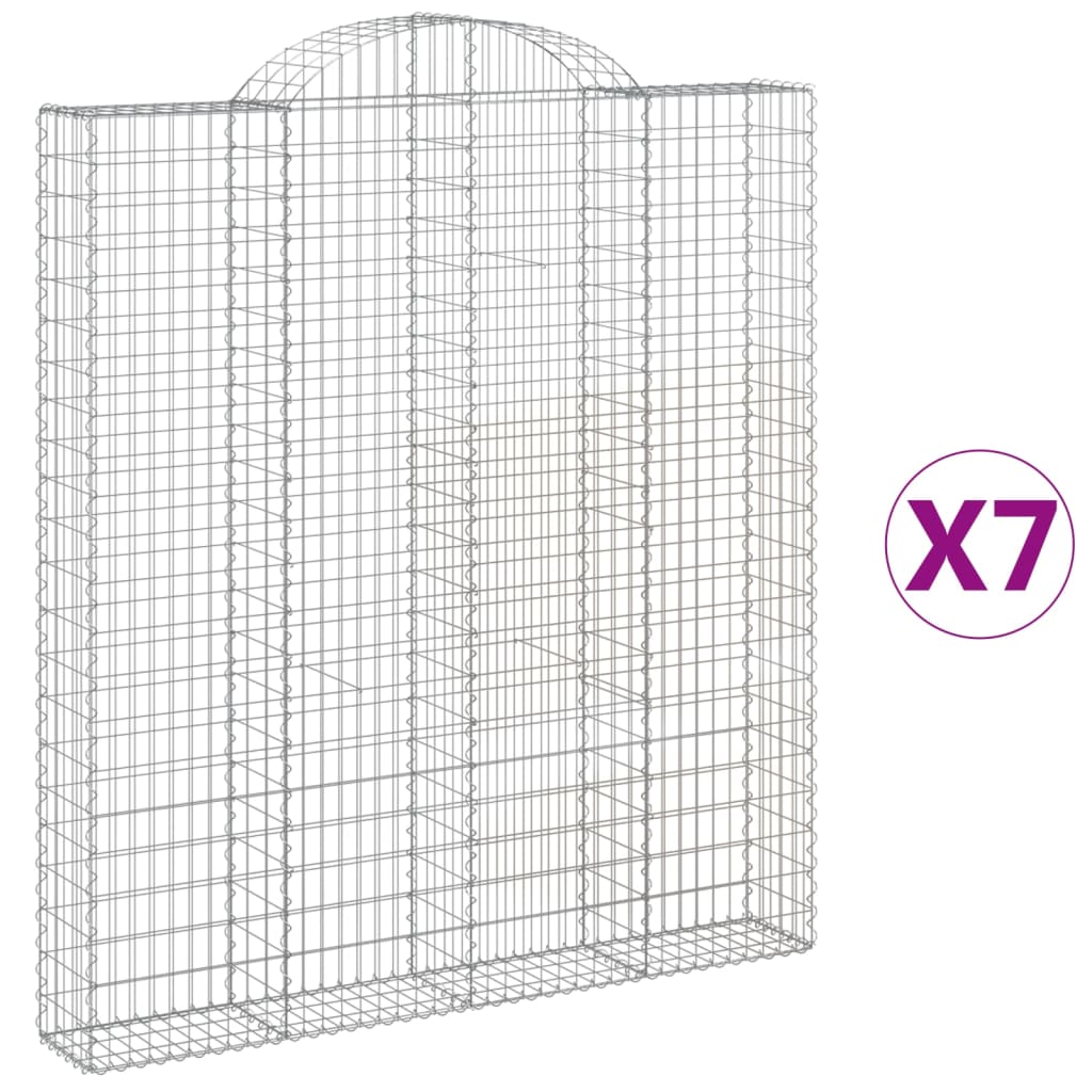 vidaXL 7 db íves horganyzott vas gabion kosár 200x30x220/240 cm