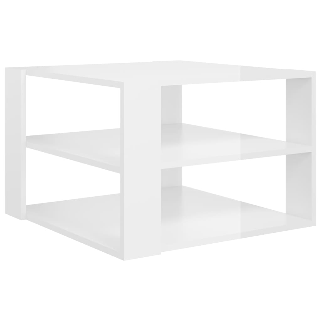 vidaXL magasfényű fehér forgácslap dohányzóasztal 60 x 60 x 40 cm