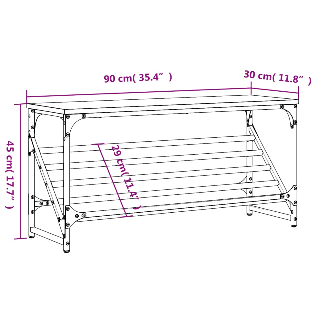 vidaXL sonoma tölgy színű szerelt fa cipőtartó 90x30x45 cm