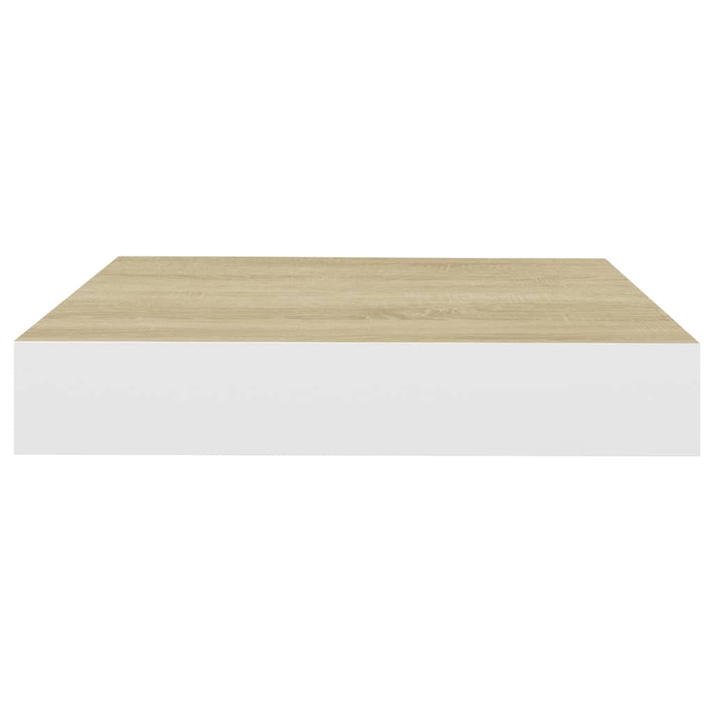 vidaXL 2 db tölgyszínű és fehér MDF lebegő fali polc 23x23,5x3,8 cm