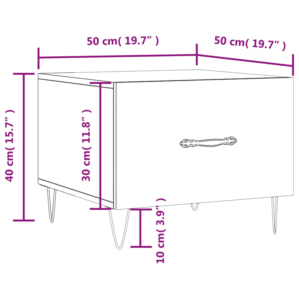 vidaXL barna tölgy színű szerelt fa dohányzóasztal 50x50x40 cm