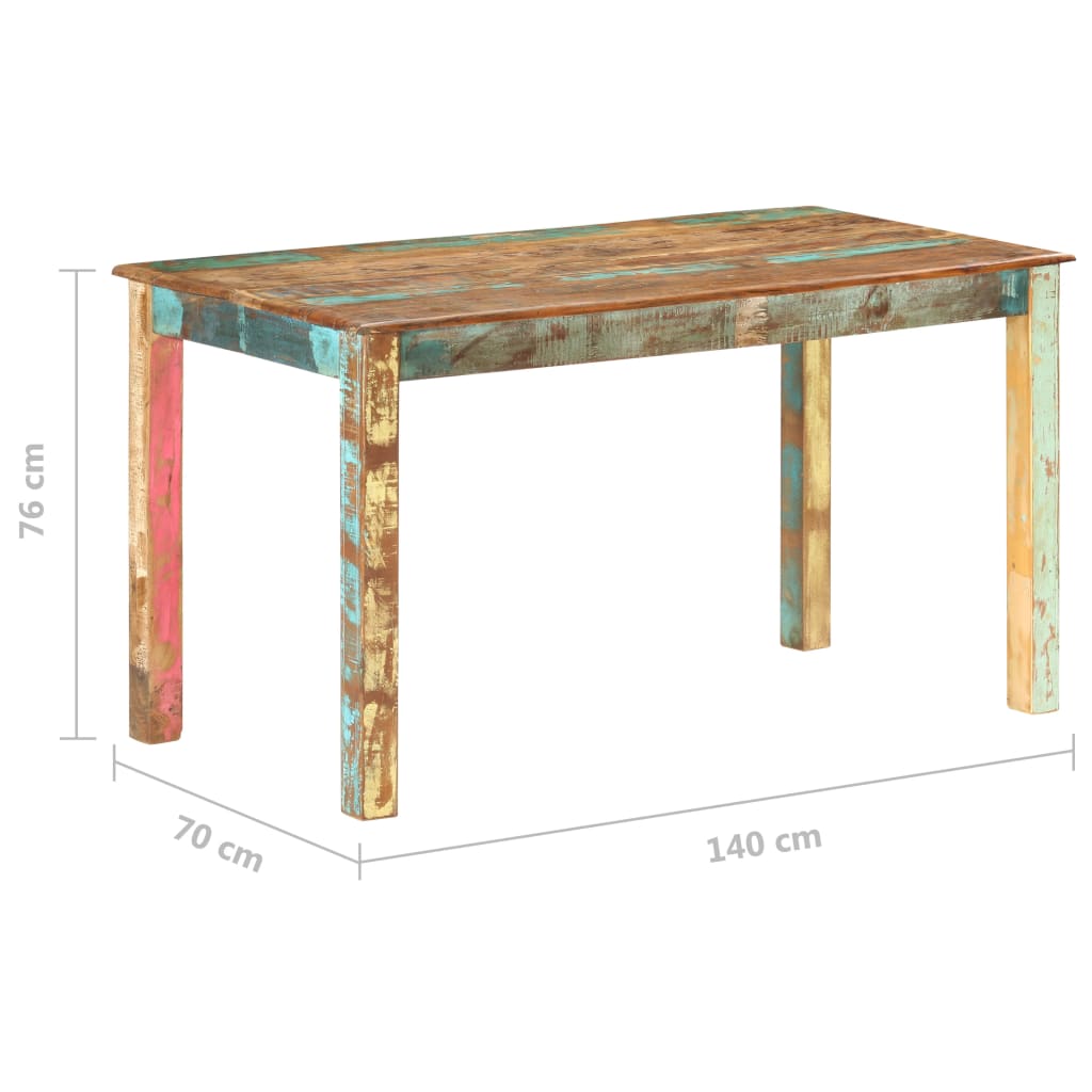 vidaXL tömör újrahasznosított fa étkezőasztal 140 x 70 x 76 cm