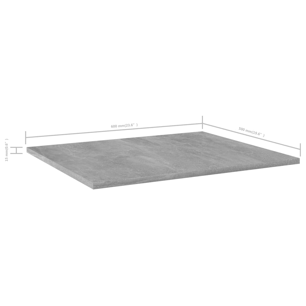 vidaXL 4 db betonszürke szerelt fa könyvespolc 60 x 50 x 1,5 cm