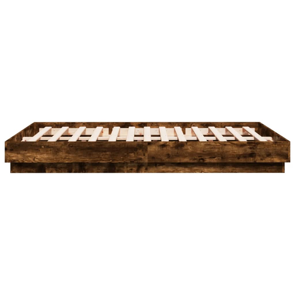 vidaXL füstös tölgyszínű szerelt fa ágykeret 120 x 200 cm