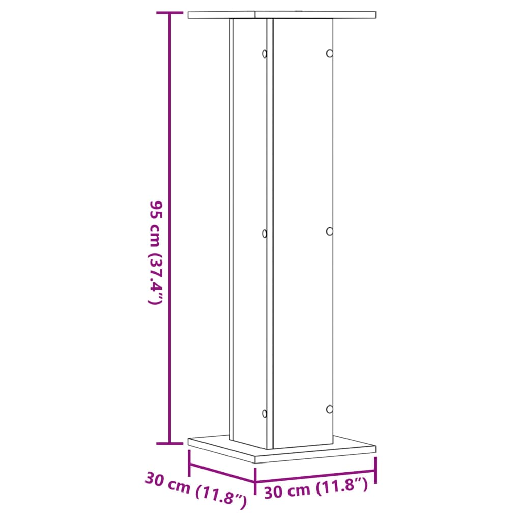 vidaXL 2 db füstös tölgy színű szerelt fa hangszóróállvány 30x30x95 cm