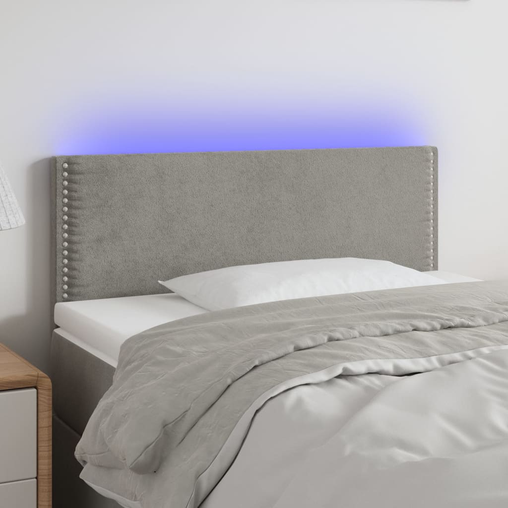 vidaXL világosszürke bársony LED-es fejtámla 80 x 5 x 78/88 cm