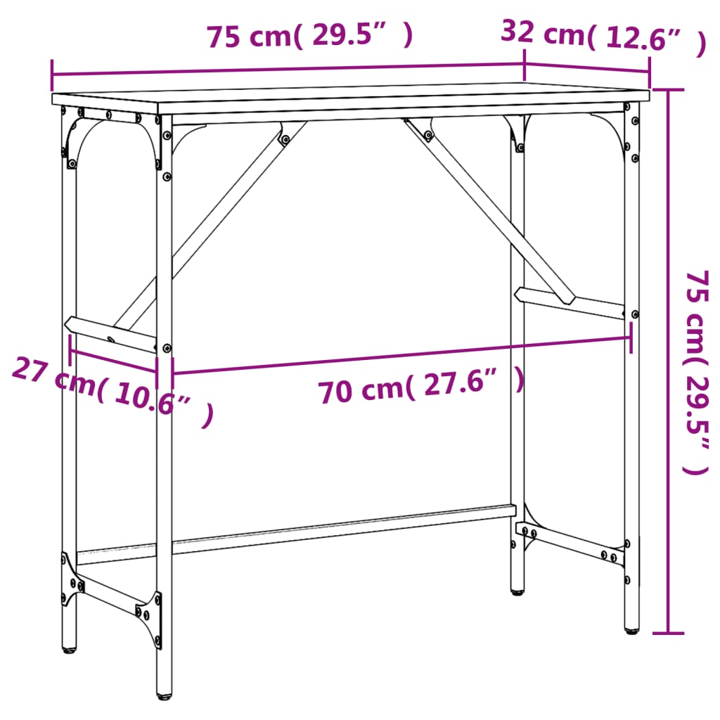 vidaXL barna tölgyszínű szerelt fa tálalóasztal 75x32x75 cm