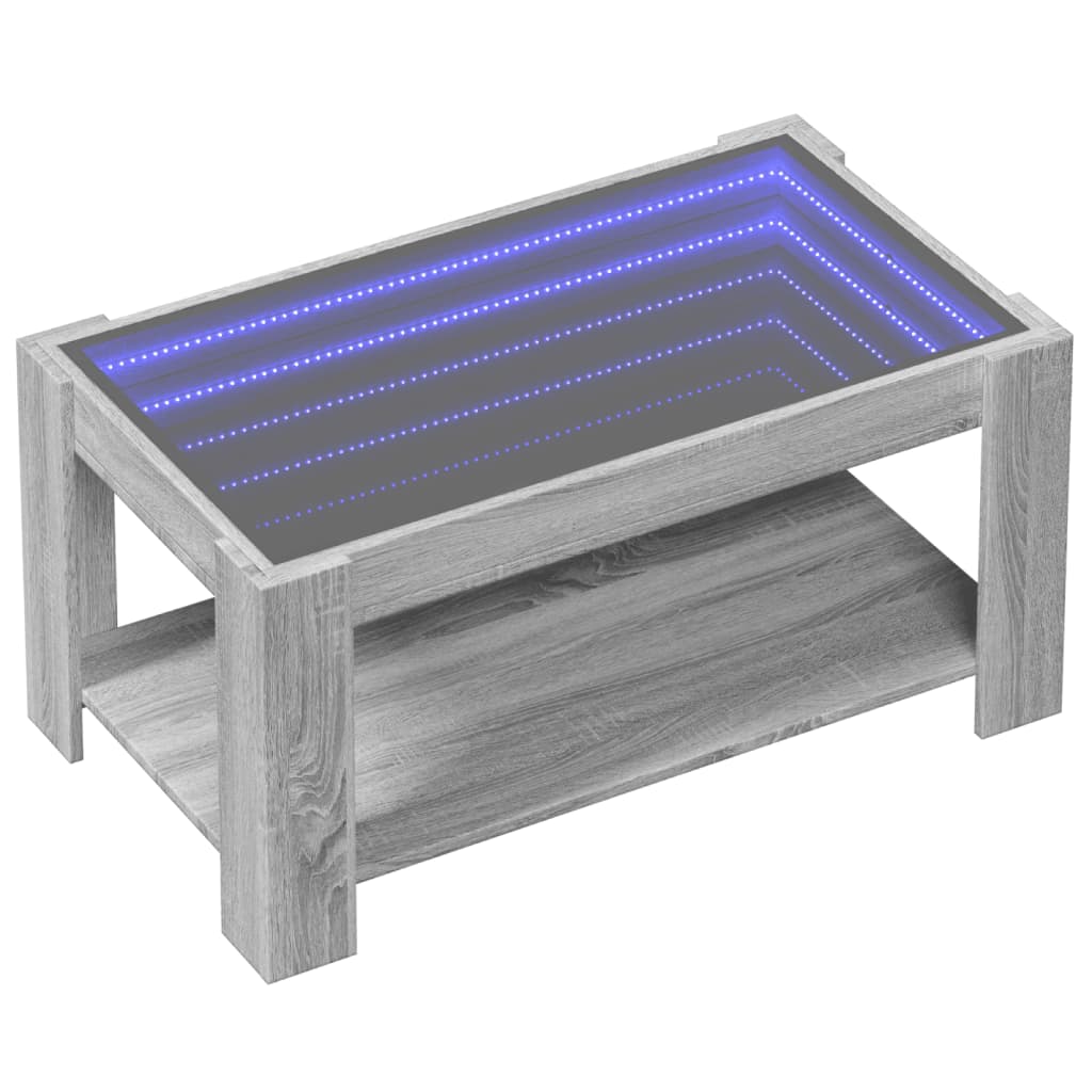 vidaXL szürke sonoma szerelt fa dohányzóasztal LED-del 93 x 53 x 45 cm