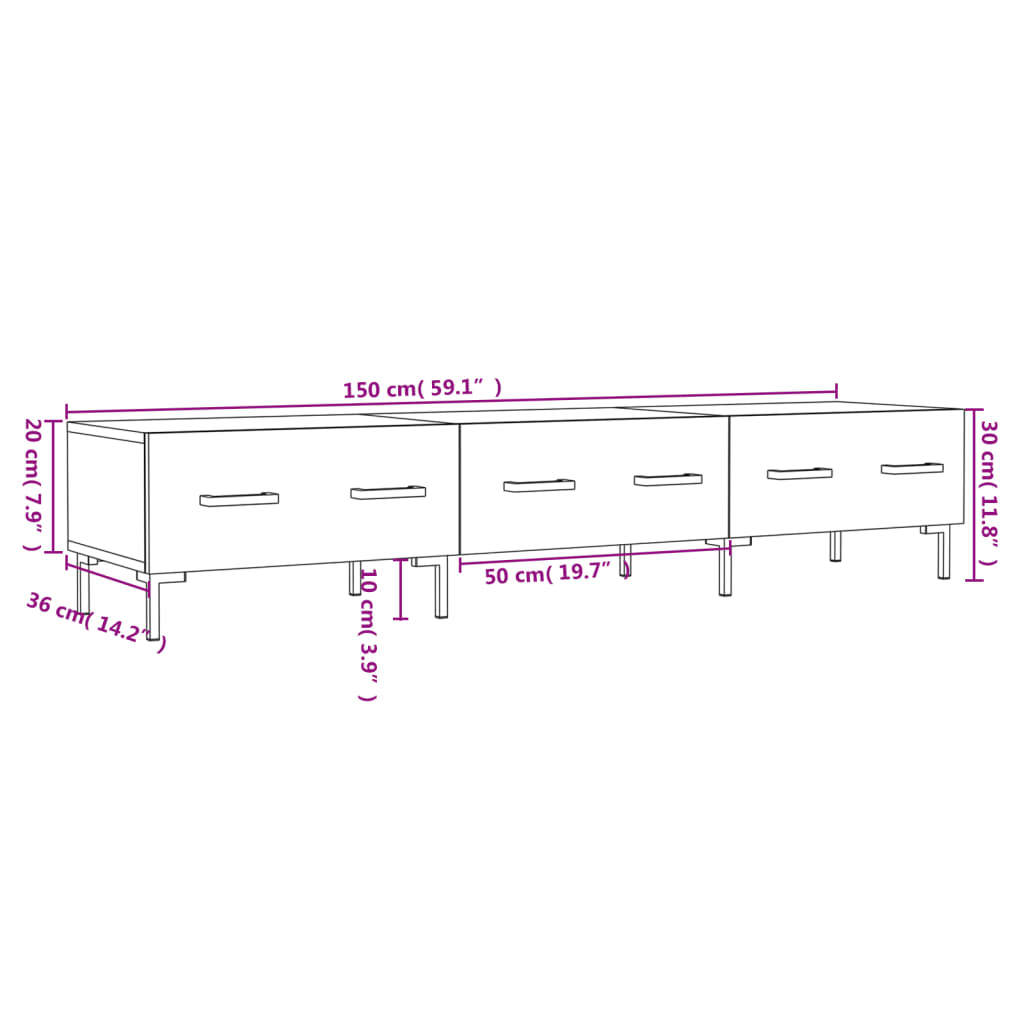 vidaXL sonoma tölgy színű szerelt fa TV-szekrény 150 x 36 x 30 cm