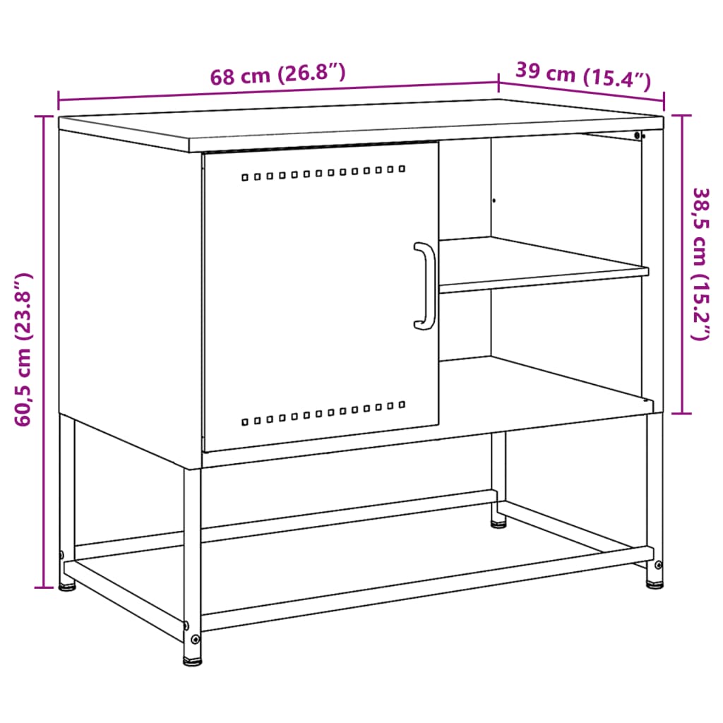 vidaXL antracitszürke acél TV-szekrény 100,5x39x60,5 cm