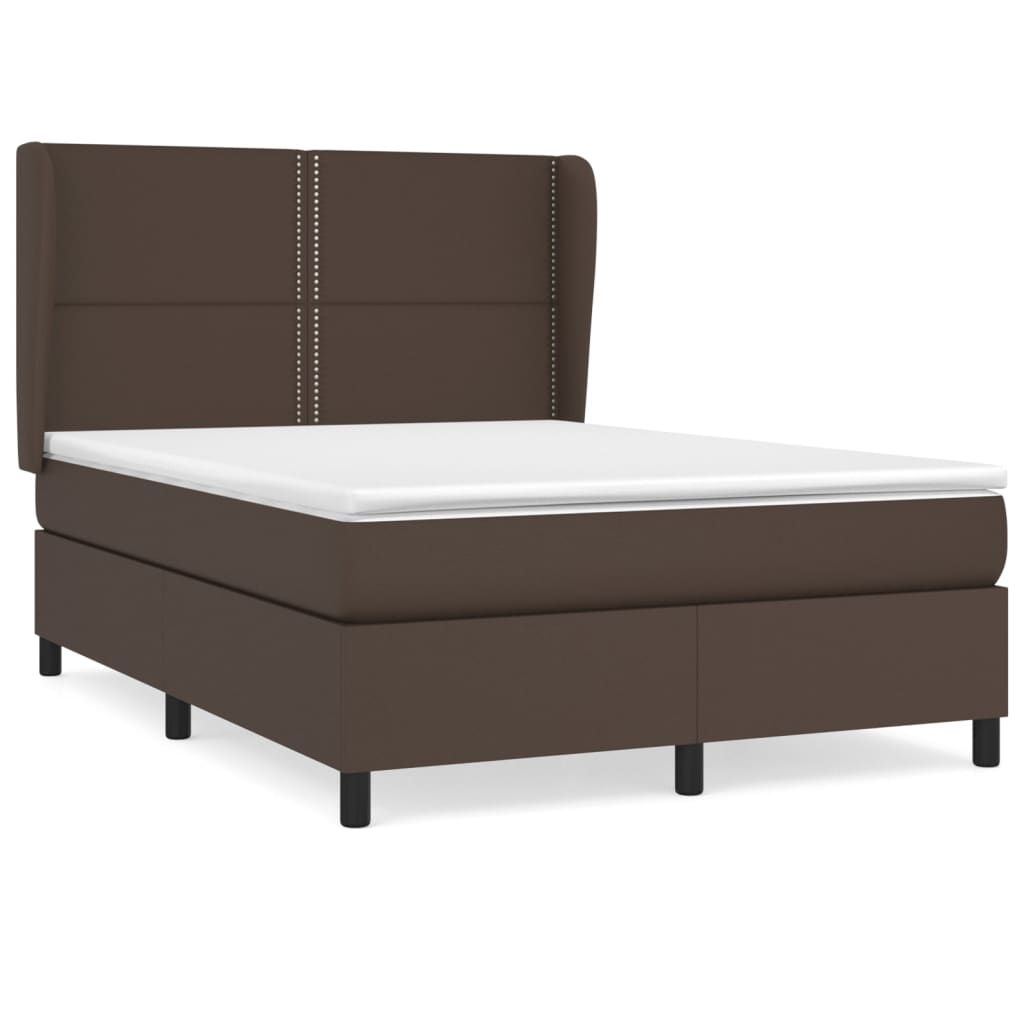 vidaXL barna műbőr rugós ágy matraccal 140 x 200 cm