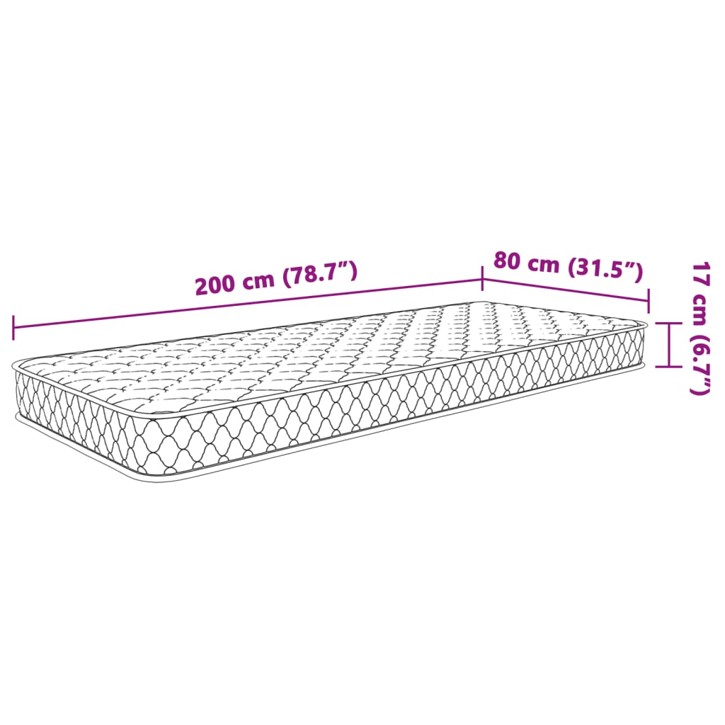 vidaXL fehér memóriahabos matrac 80 x 200 x 17 cm