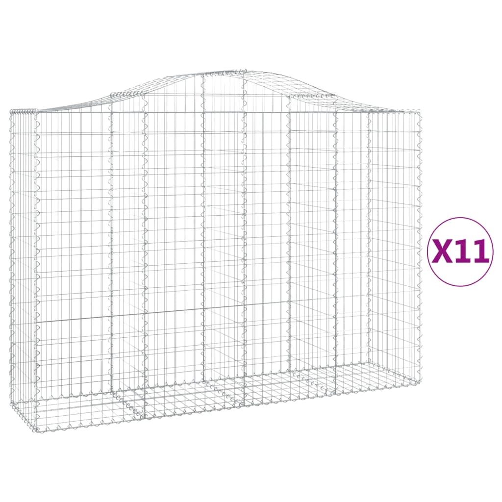 vidaXL 11 db íves horganyzott vas gabion kosár 200x50x140/160 cm