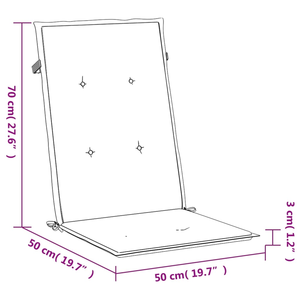 vidaXL 4 db kék szövet kerti magas háttámlájú székpárna 120x50x3 cm