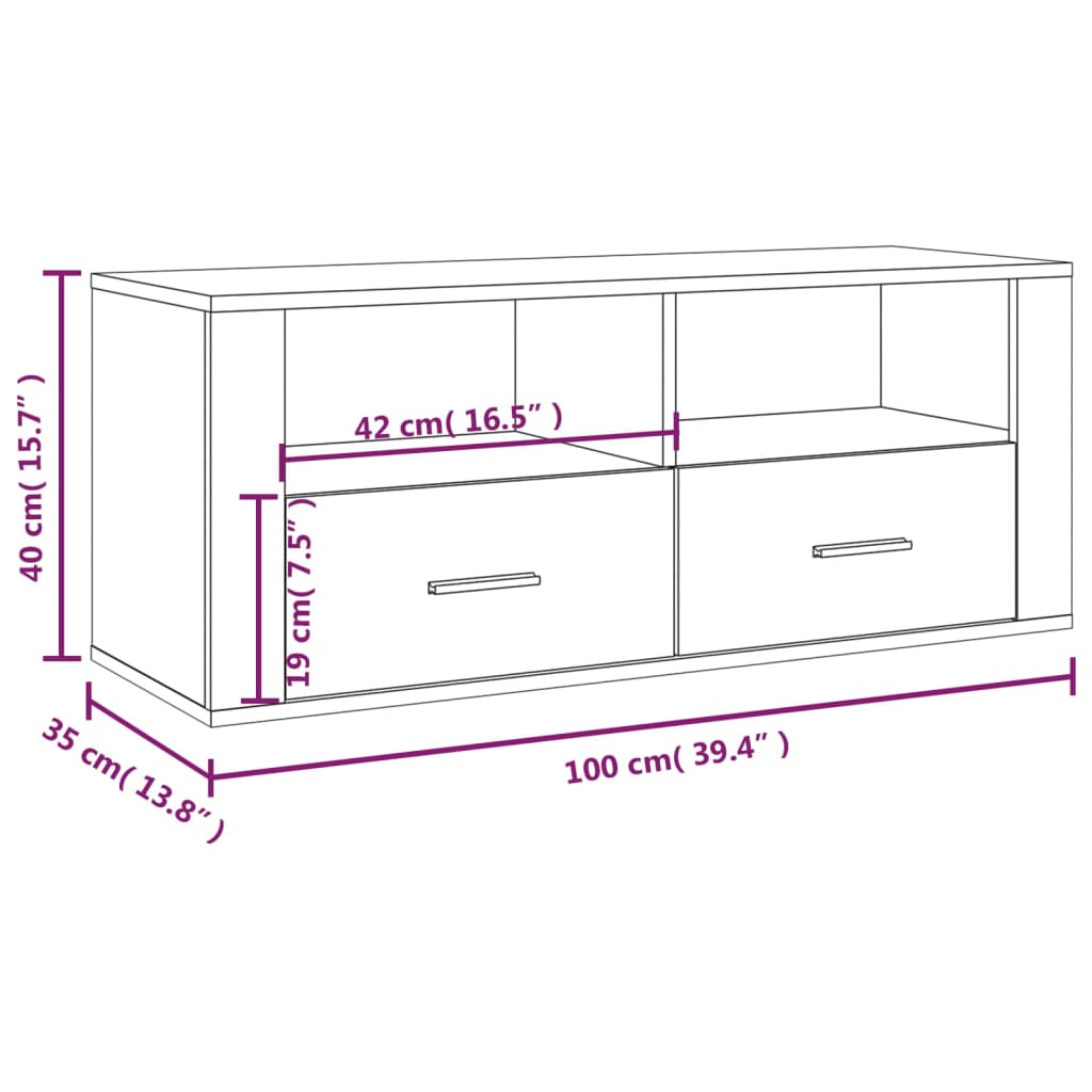 vidaXL szürke sonoma színű szerelt fa TV-szekrény 100 x 35 x 40 cm